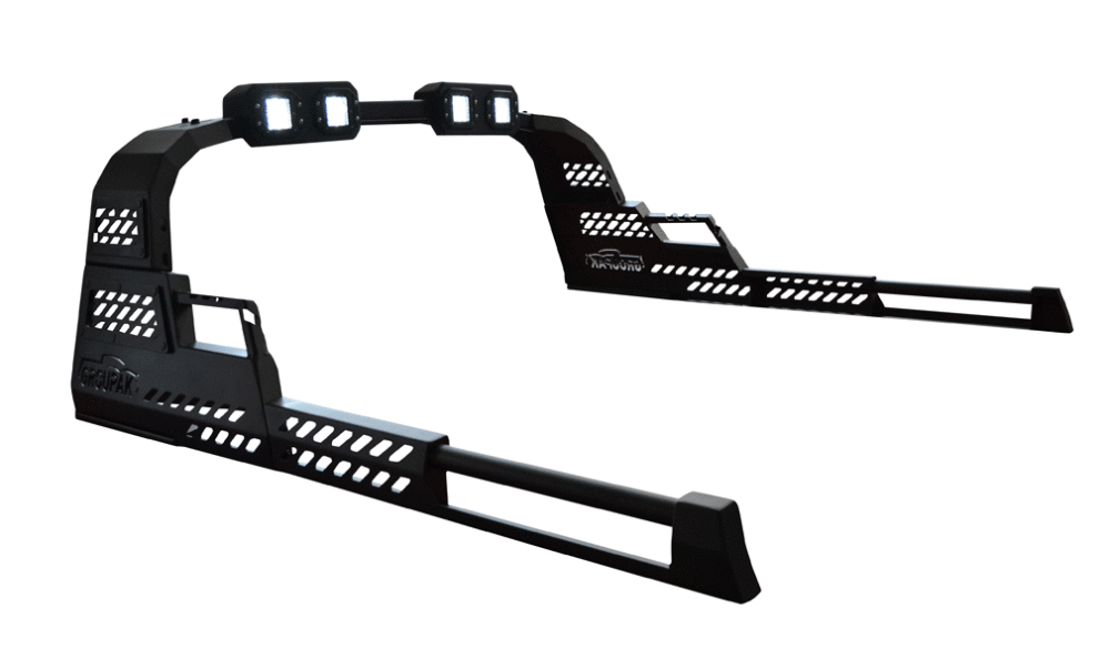 Premium Roll-Bar μαύρο, με κουπαστή έως πίσω & LED | Group Lazarakis